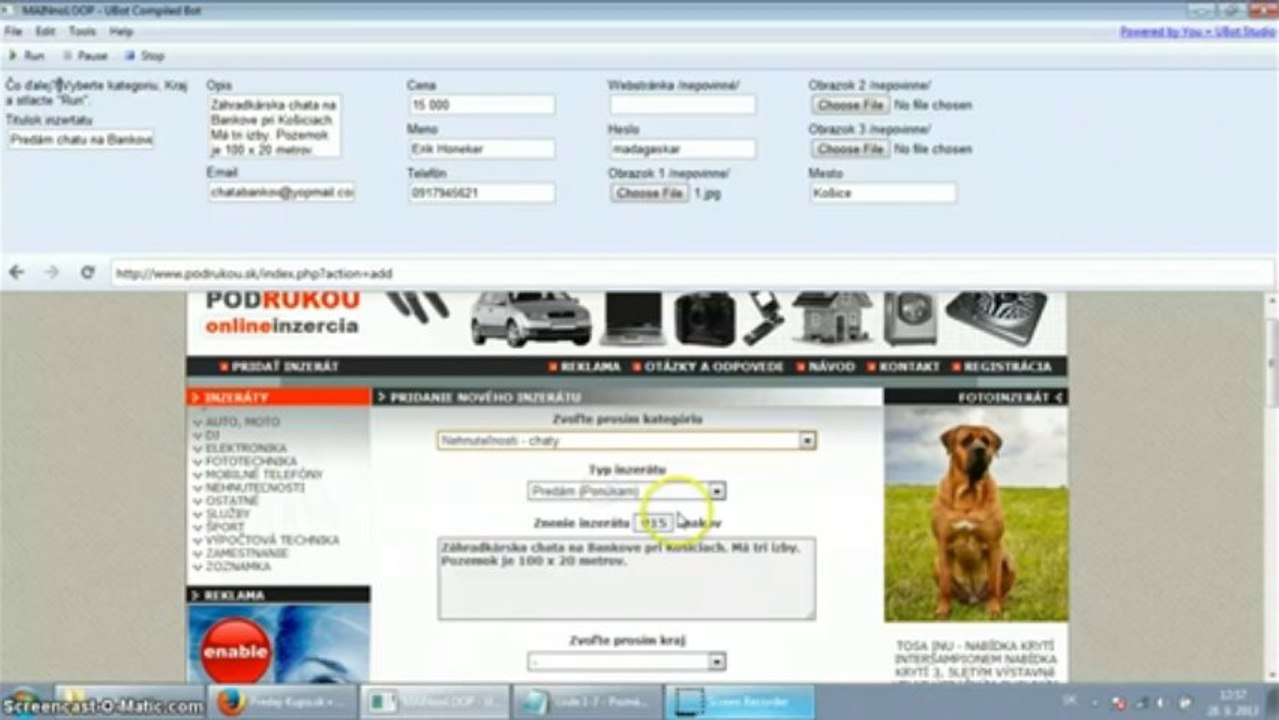 Program pre vkladanie inzerátov