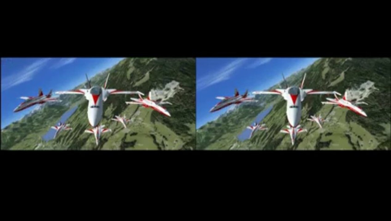 3D Video (Cross Eyed Vision, without Glasses) FSX Swiss Jet Team (6) F18 Formation Flight