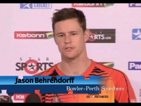 Perth Scorchers bowler Jason Behrendorff press meet