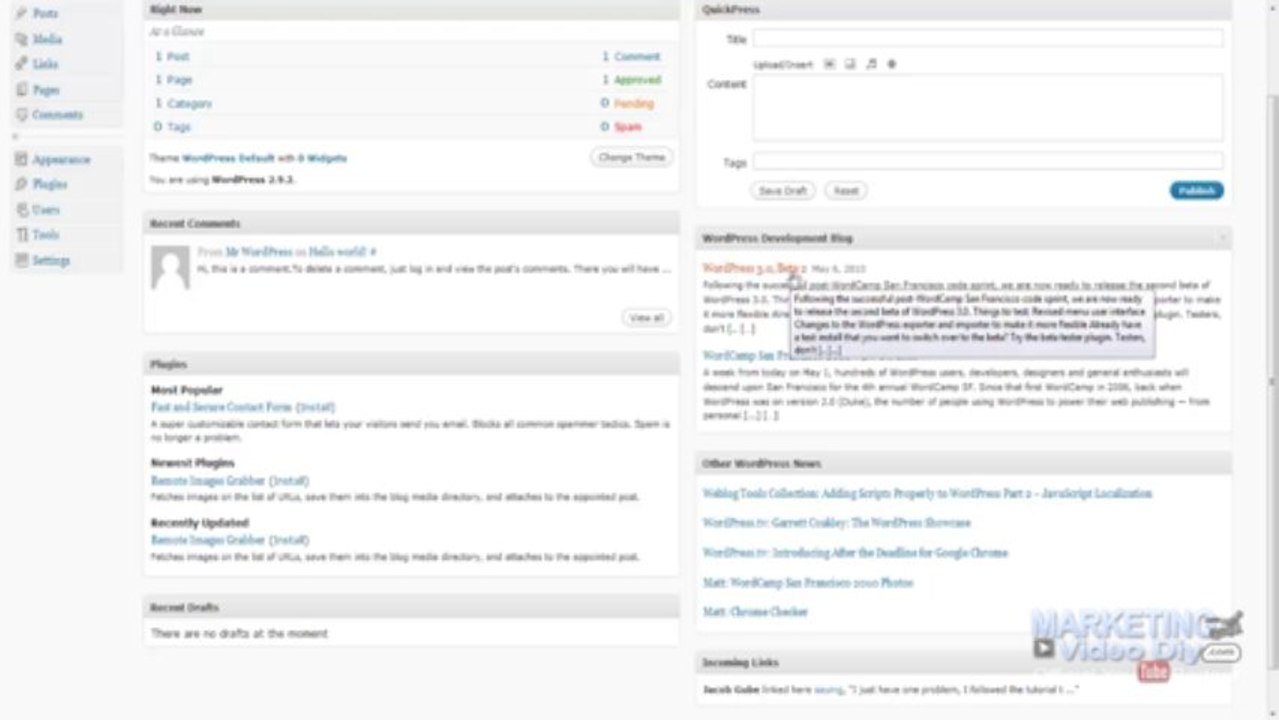 How to use wordpress Dashboard
