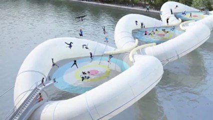 Paris Concept Bridge Has Three Massive Trampolines