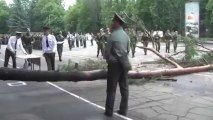 Tree falling on the ground during Russian Army Ceremony!!