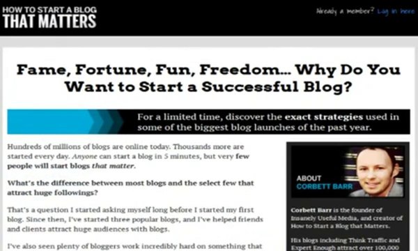 How to Start A Blog That Matters - Corbett Barr's How to Start A Blog That Matters Review