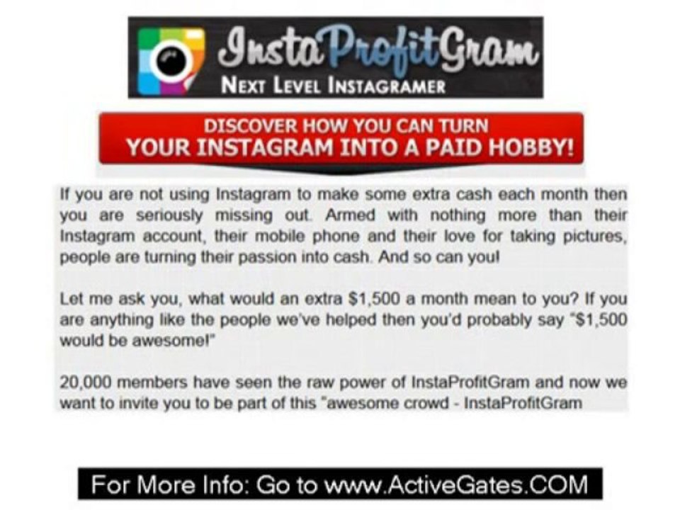 Instaprofitgram - Make Money Working From Home Using Instagram