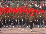 March past synchronizing with the beats of trumpets by Army Unit on R- Day