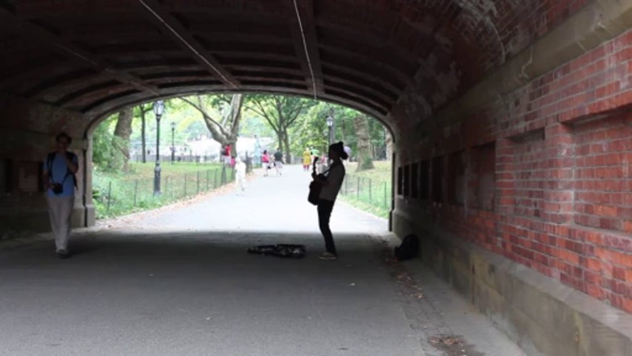 Free Stock Footage - Busking Under Bridge