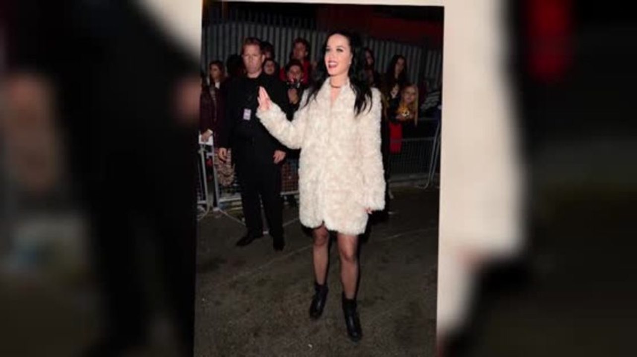 Katy Perry Leaves London Gig in Faux-Fur Coat