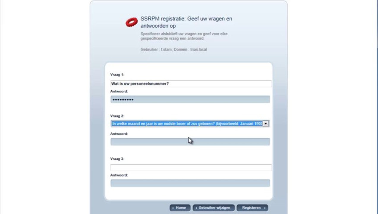 Aanmelden via een webinterface bij SSRPM: Self Service Reset Password Management