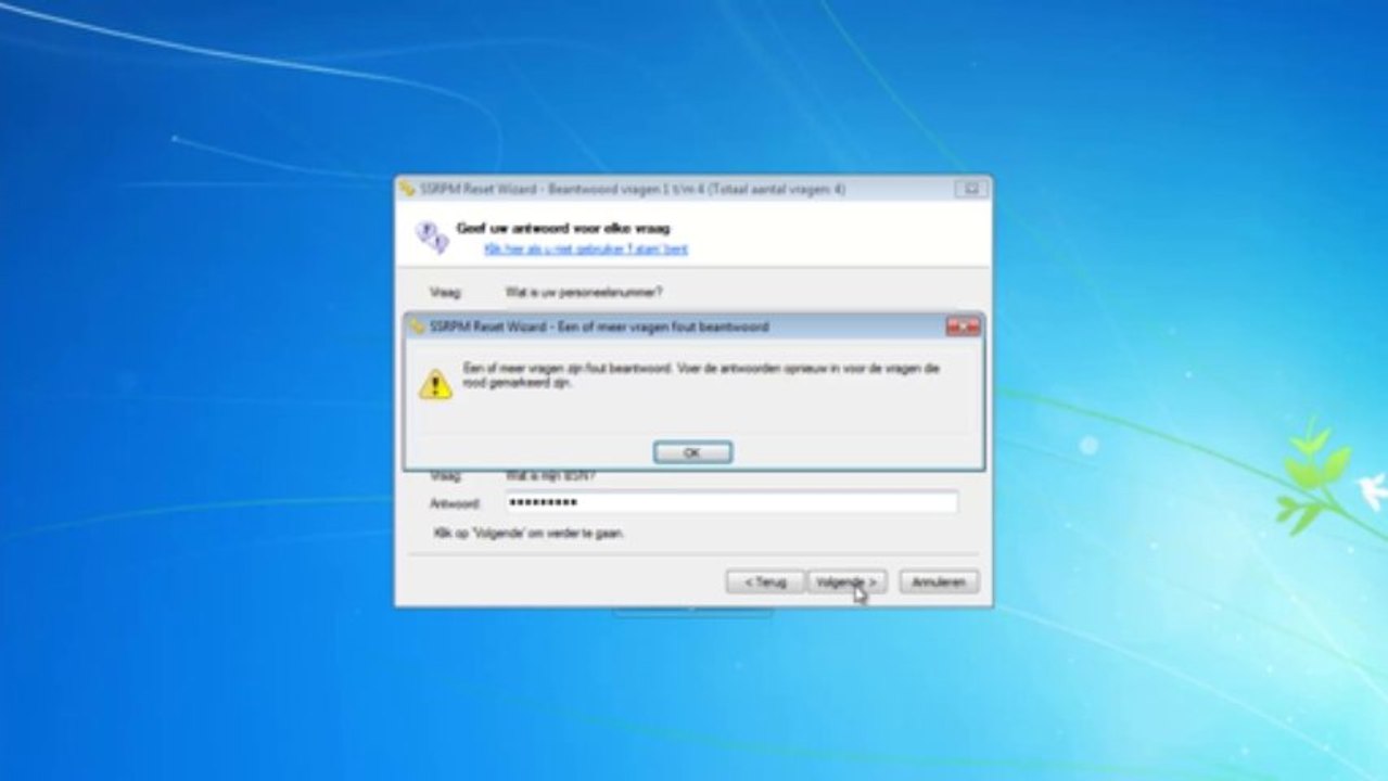 SSRPM: Self Service Reset Password: een gebruiker kan zelf het windows wachtwoord resetten