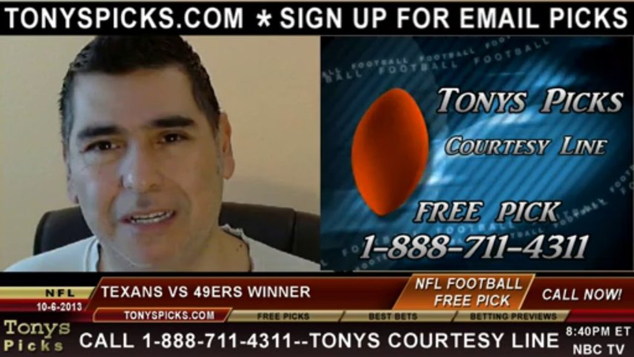 San Francisco 49ers vs. Houston Texans Pick Prediction NFL Pro Football Odds Preview 10-6-2013