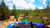 Playing Trampoline with Friends and flying... FAIL!!!