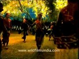 Wancho tribal of Arunachal Pradesh dancing during the Ozele Festival