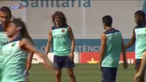 Barcelona starting lineup have light training after arriving from Glasgow