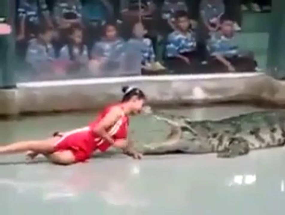kız timsahın ağzına kafasını soktu