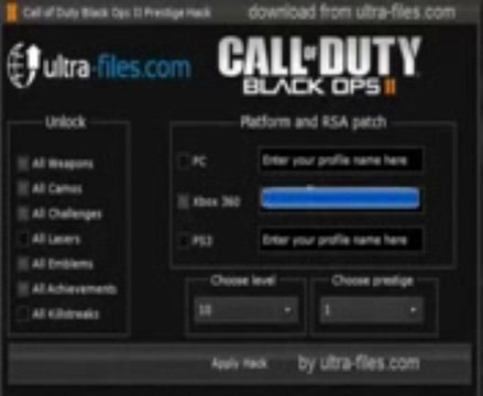 NEW! Call of Duty Black Ops 2 Prestige Hack + Unlockables (X360PS3PC)[Update September 2013]