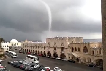 Waterspout off Ancient City of Rhodes
