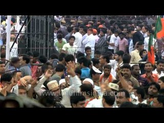 BJP supporters gather for Narendra Modi rally in Delhi