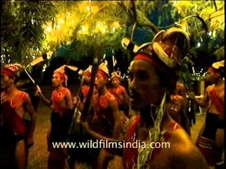 Wancho tribal of Arunachal dancing at the Ozele Festival