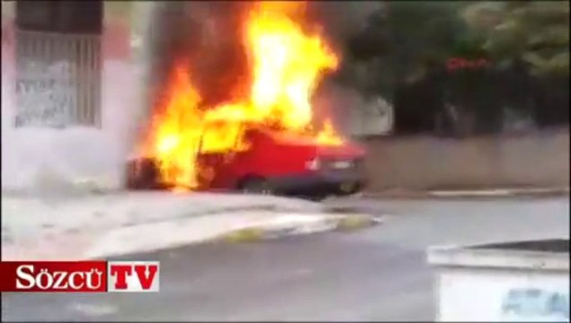 LPG'li araç alev alev yandı