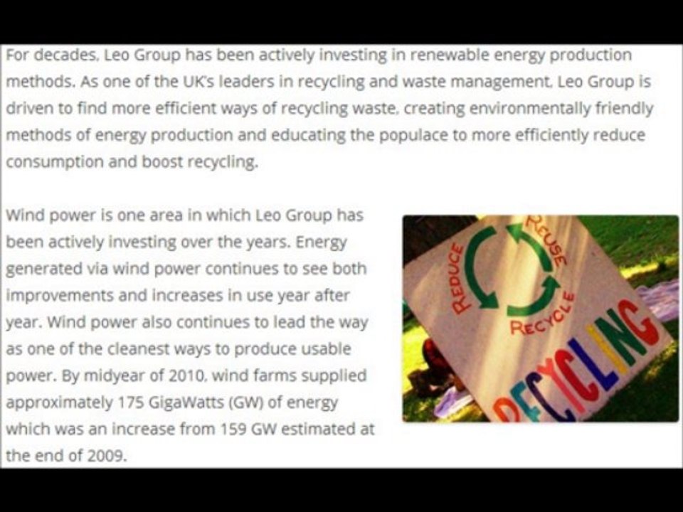 The Leo Group Actively Invests in Renewable Production Energy Sources