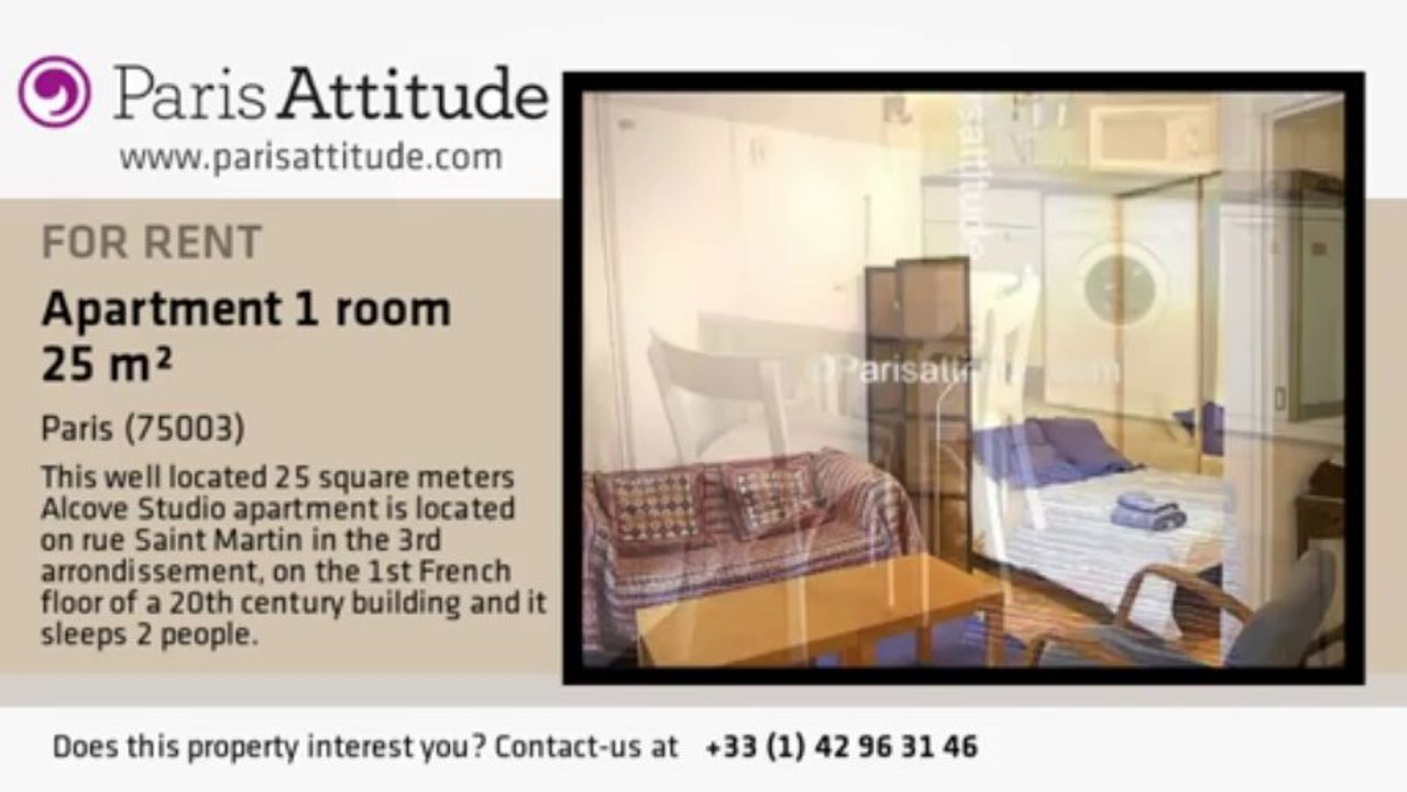 Alcove Studio Apartment for rent - Centre George Pompidou, Paris - Ref. 2610