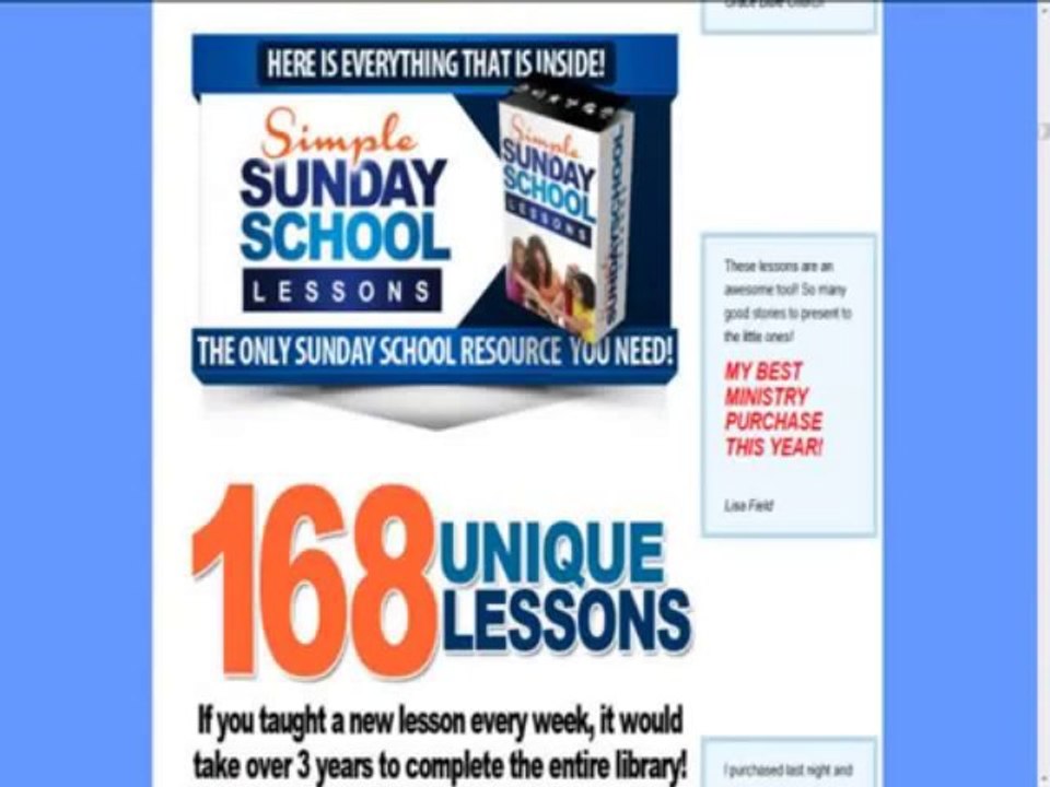 Simple Sunday School Lessons - Zero Competition For Affiliates! Click Here to Order Now!
