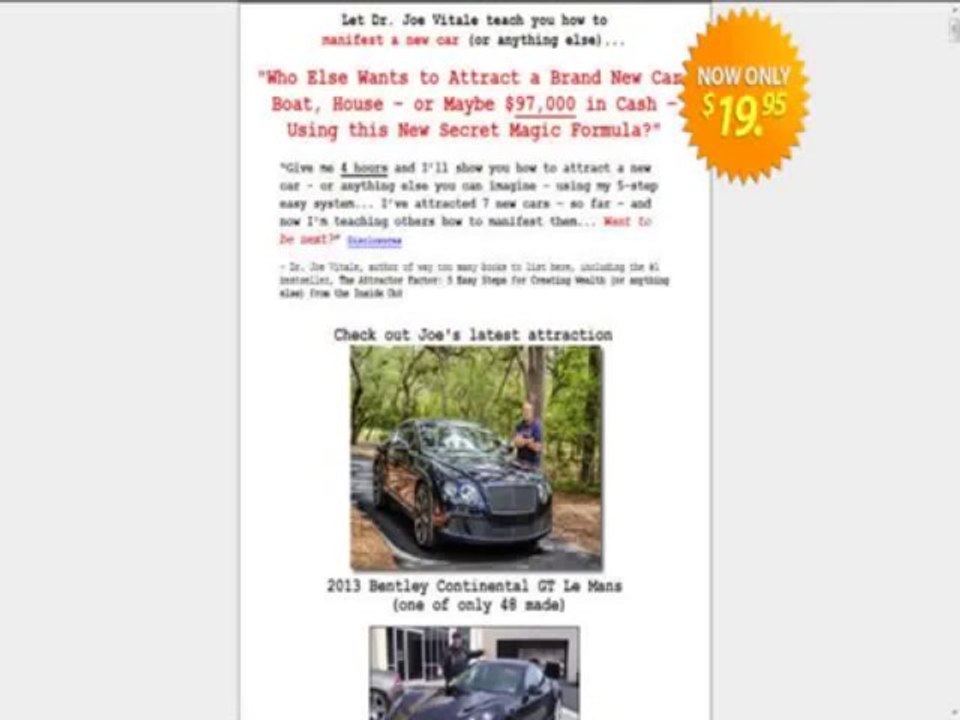 Attract A New Car! By Joe Vitale!
