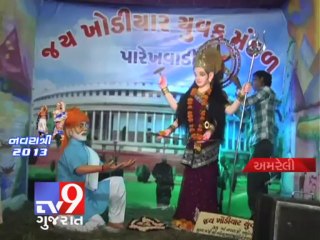 下载视频: Narendra Modi tableaux share space with idols in Navratri pandals, Amreli - Tv9 Gujarat