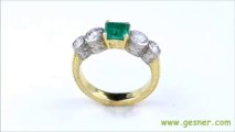 .50 ct. .50 ct. Emerald, .90 ct. T.W. Diamond & 18K Yellow Gold/Platinum Engagement Ring- J32438