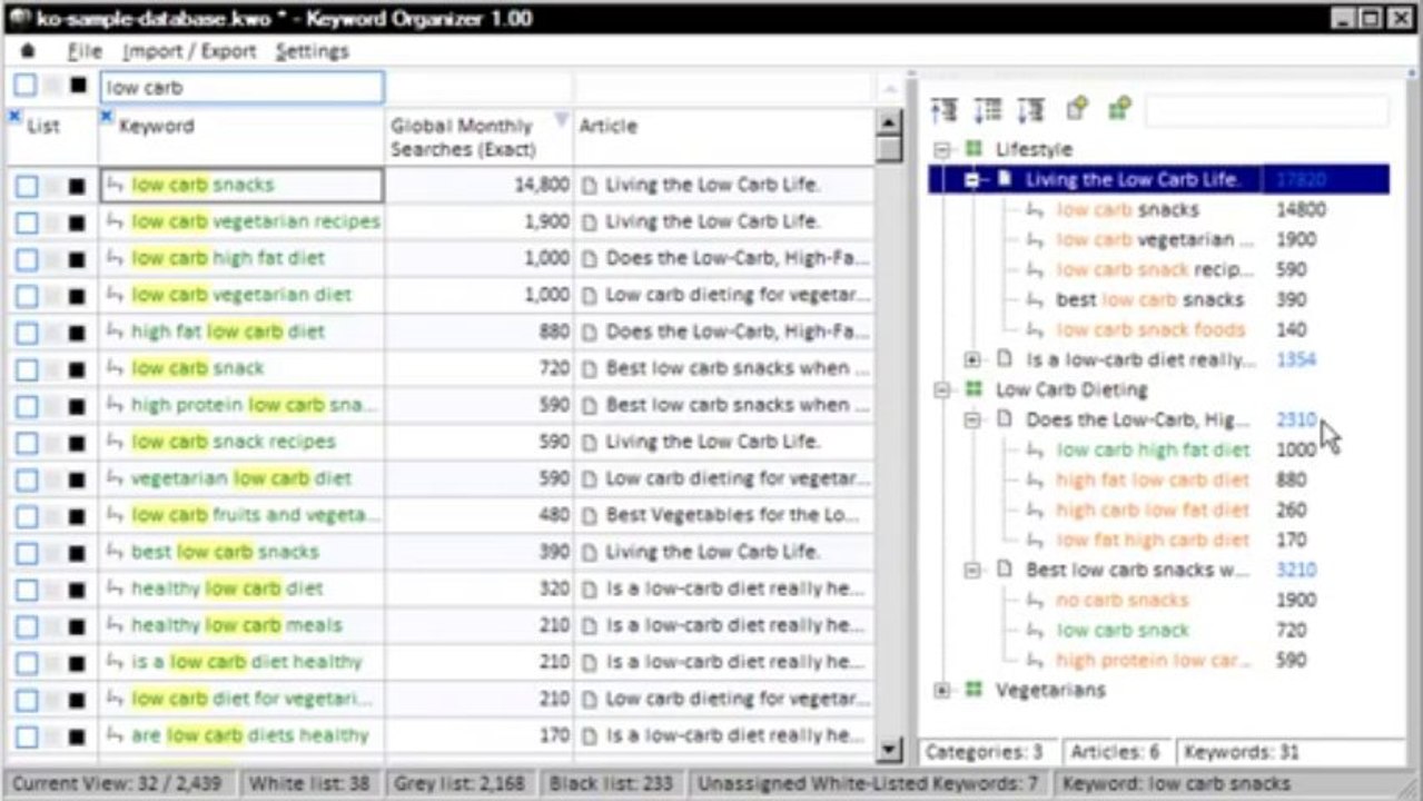 Keyword Organizer Pro Review - Understanding the Keyword Organizer Pro Software Interface
