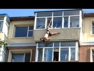 Man jumps out of window, caught by wife