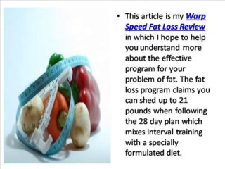 Warp Speed Fat Loss Review - Health Review Center