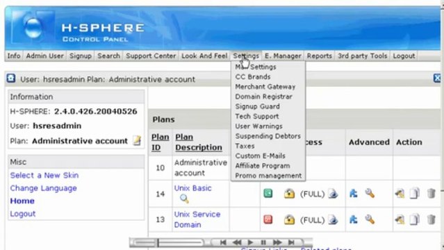 Configuring automated user warnings in H-sphere - Reseller Guide - Host Department LLC