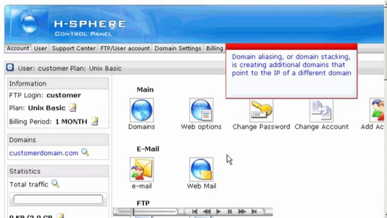 Creating a domain pointer (alias) in H-Sphere - Host Department LLC