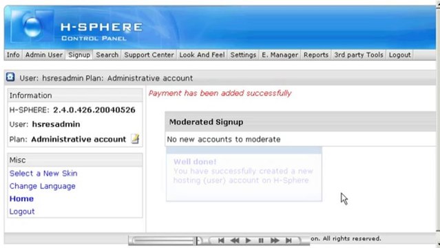 Creating new hosting (user) accounts in H-sphere - Reseller Guide - Host Department LLC