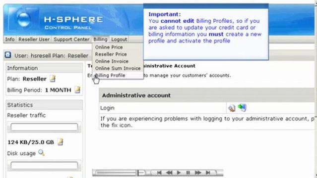 General overview of the Reseller control panel in H-Sphere - Reseller Guide - Host Department LLC