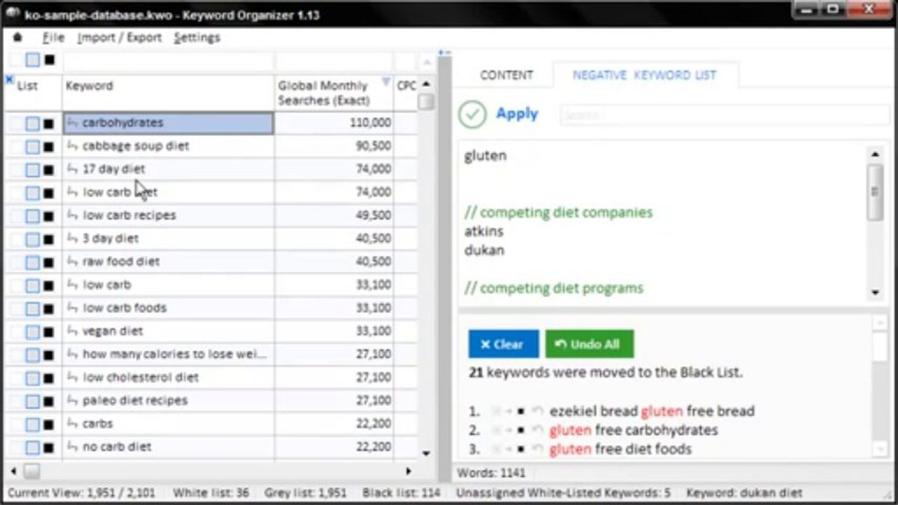 Keyword Organizer Review 2013 - Using Alt - Keyword Click