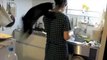 Awkward funny cat failing jump in kitchen!!