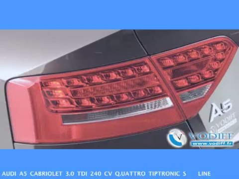 VODIFF : AUDI OCCASION ALSACE : AUDI A5 CABRIOLET 3.0 TDI 240 CV Q.UATTRO TIPTRONIC S LINE 4350 kM !!! Neuf 74 000 euros ! TIPTRONIC S LINE