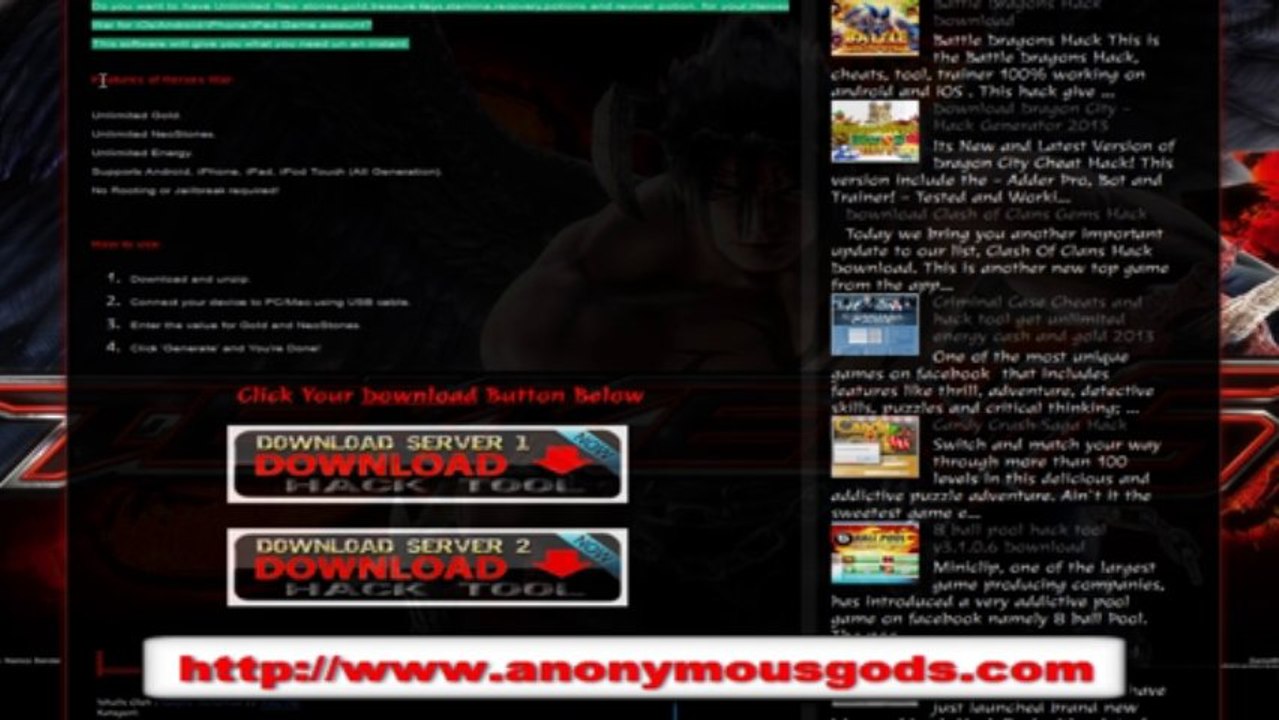 Heroes War Cheats Hack Tool iOs/Android Download