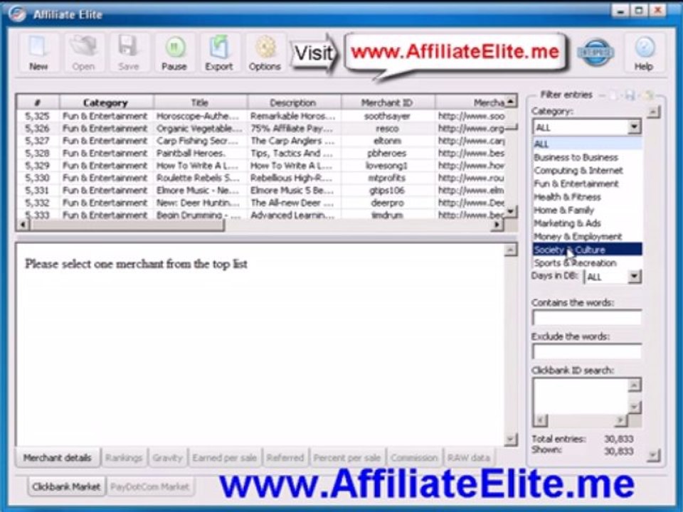 Affiliate Elite - Marketing Software for Clickbank