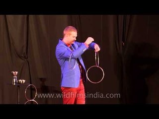International Magician Jakub display his tricks at the fest