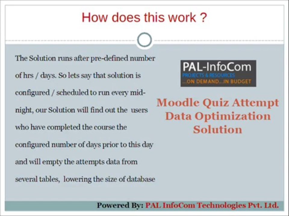 Moodle Speed Optimization Plugin - PAL InfoCom, Moodle Customization & Development