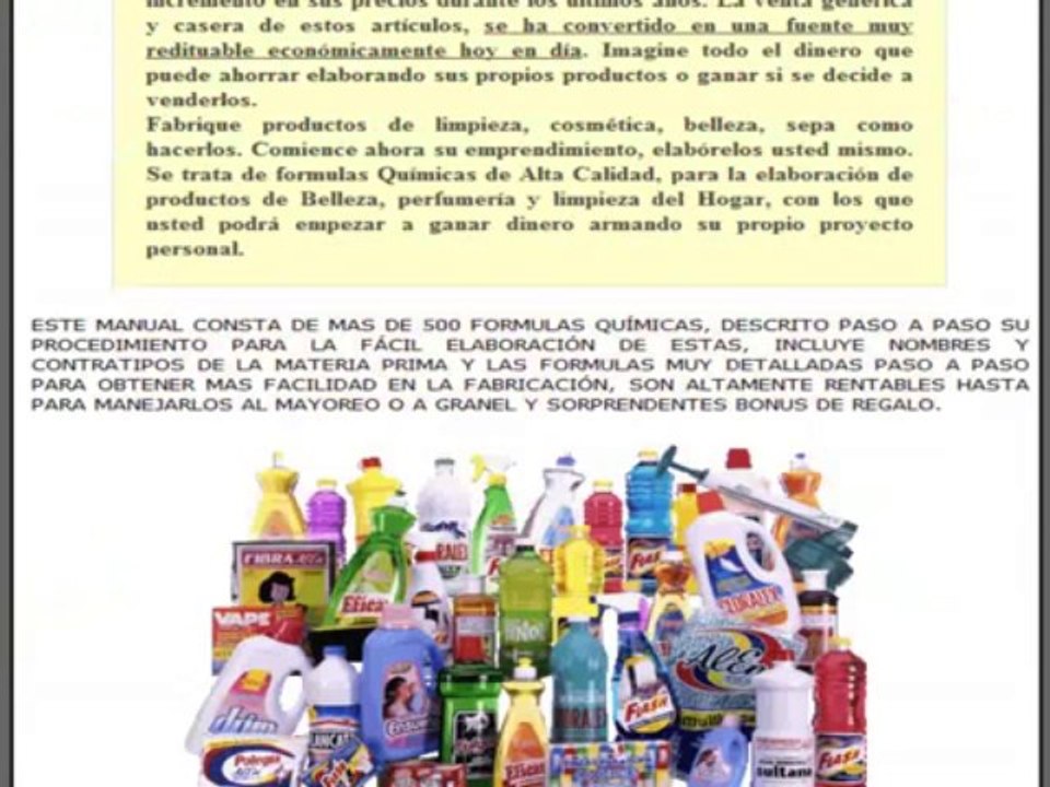 Manual de formulas de quimica para hacer cosmeticos y productos de limpieza
