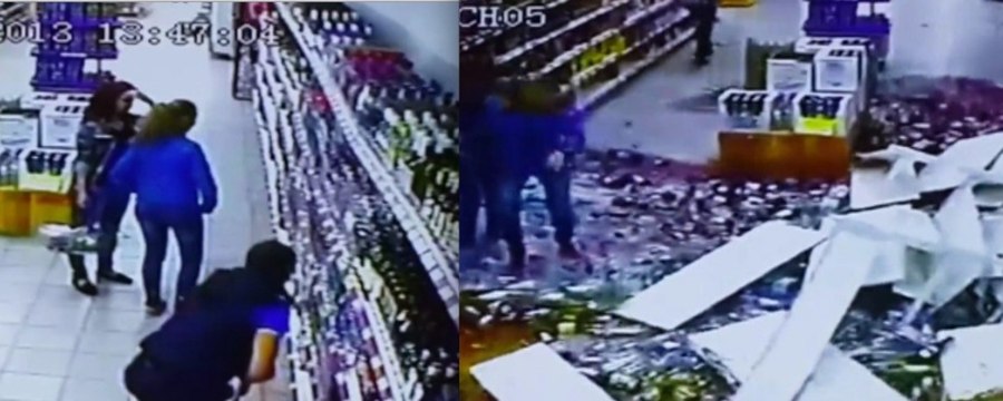 Un rayon entier de bouteilles d'alcool détruit en 2 secondes !