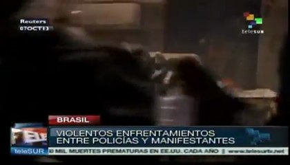Protesta en favor de profesores de Brasil culmina con violencia