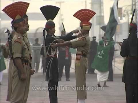 Perfectly synchronized foot march by the two Nations: India and Pakistan, Wagah Border