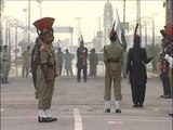 BSF of India marching with feet held high at Wagah Border