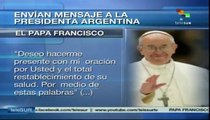 Papa Francisco envió mensaje de solidaridad a Cristina Fernández