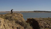 Unicyclist Leaps Face-First Over Ravine